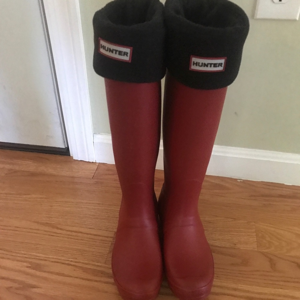Red Tall Hunter Boots Women Size 8